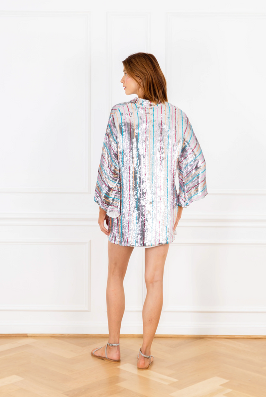 Confetti Stripe Sequin Mini Caftan