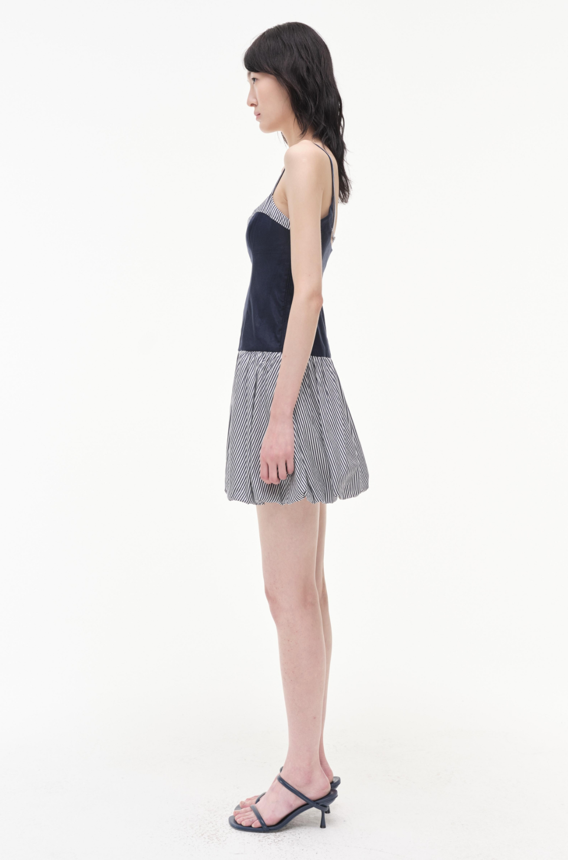 Fifi Bubble Mini Dress in Midnight Stripe