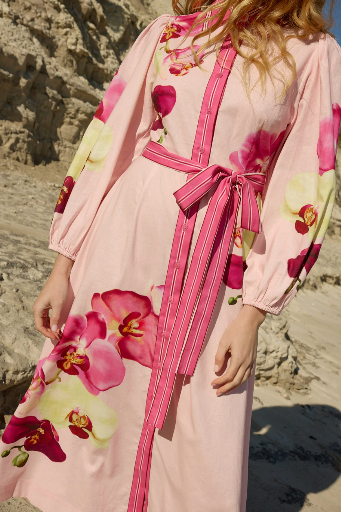 Lucille Dress in Icing Phalae