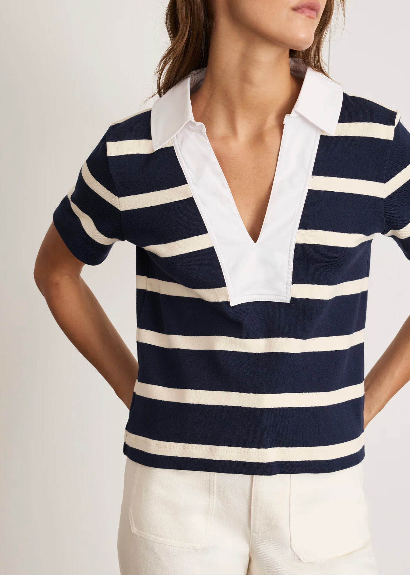 Melanie Top in Martim Blue/Cream Wide Stripe