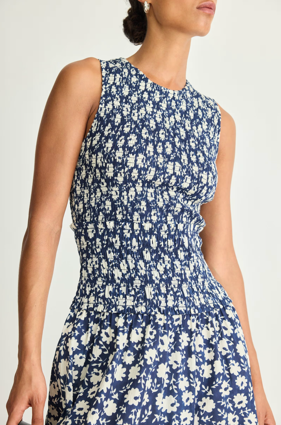 Siempre Tank Maxi Dress in Navy Floral Stamp