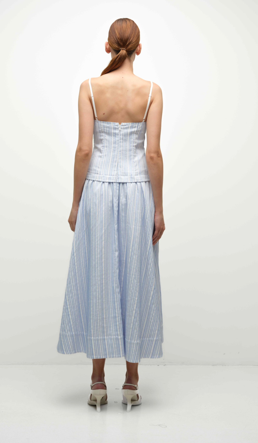 Quinlin Midi Dress in Blue Stripe