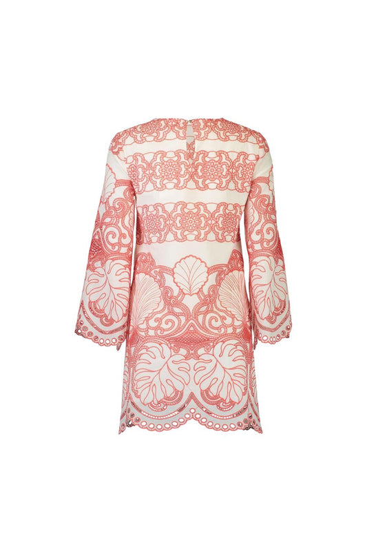 Stevie Dress in White/Coral