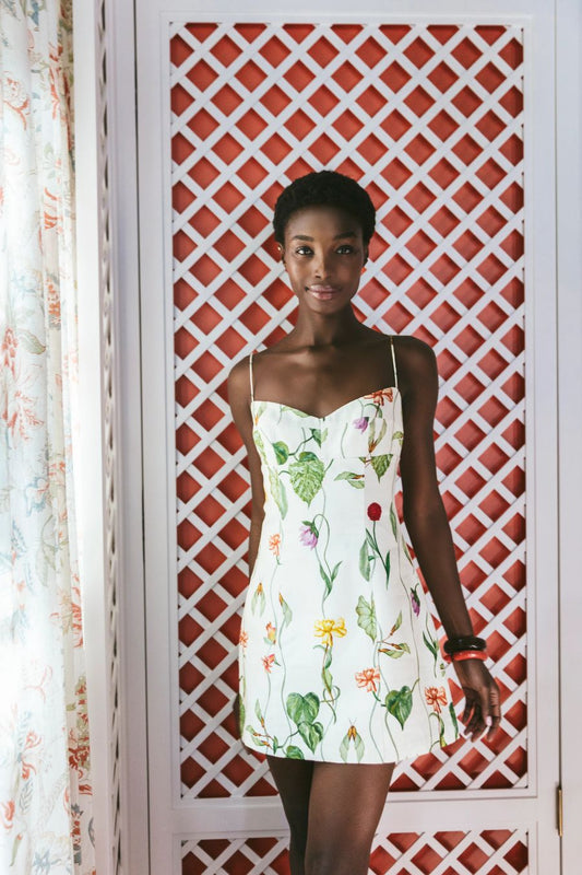 Cherry Mini Dress in Flora Trail Ivory