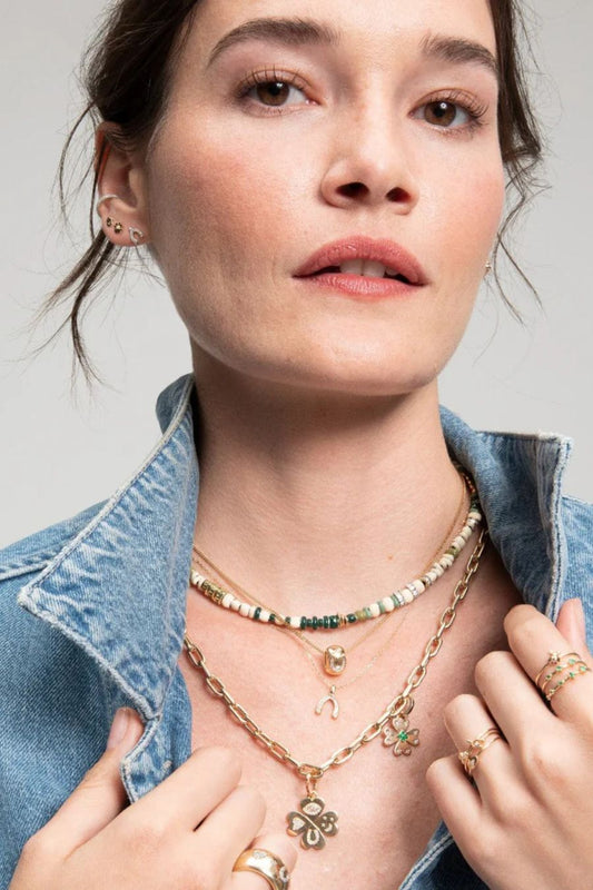 Emerald + Diamond Clover Hinged Charm