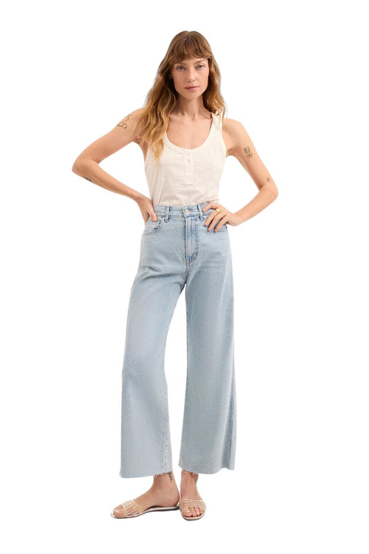 Taylor Cropped Wide-Leg Jean in Pale Stone