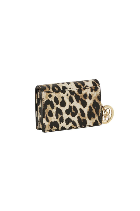Leopard GANNI Bou Card Holder With Flap