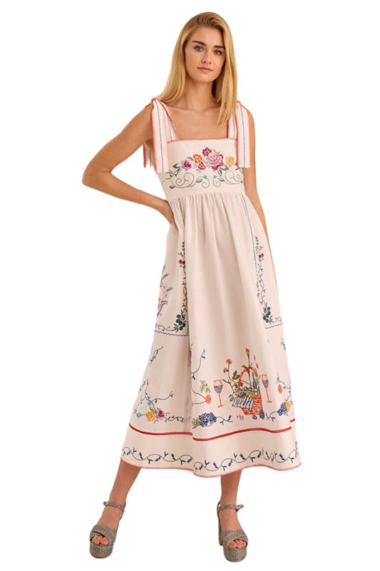 Stefy Dress in Multi Embroidery