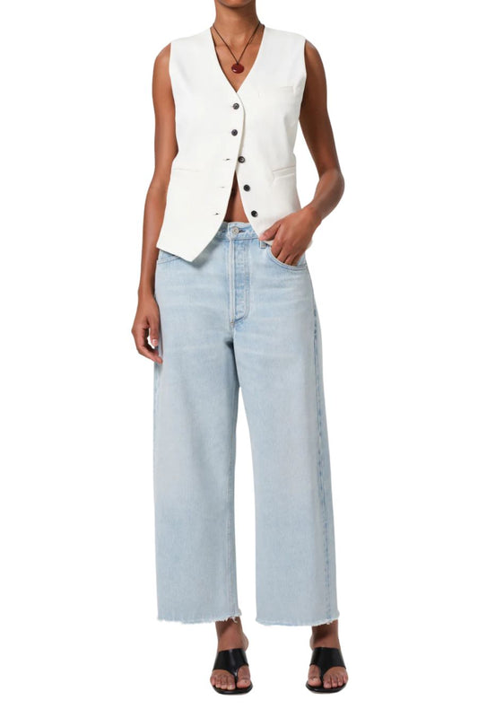 Ayla Raw Hem Crop in Sailor