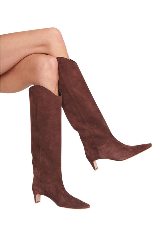 Western Wally Boot in Mahogany Suede
