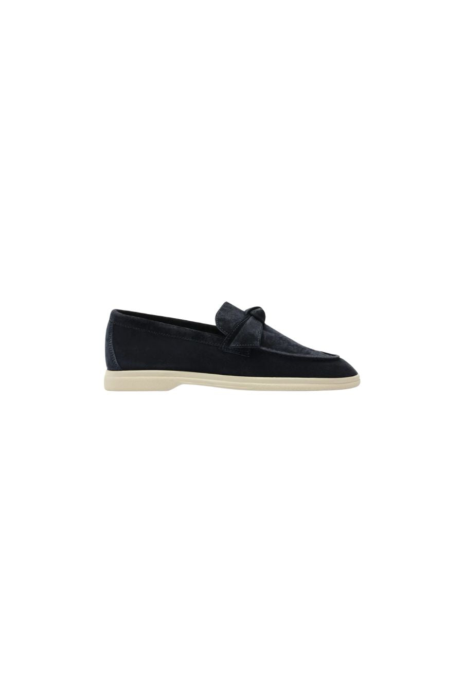 Clarita Knotted Suede Loafers in Twilight Blue