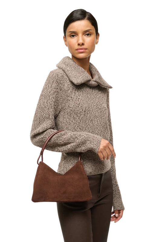 Valerie Shoulder Bag in Mahogany Suede