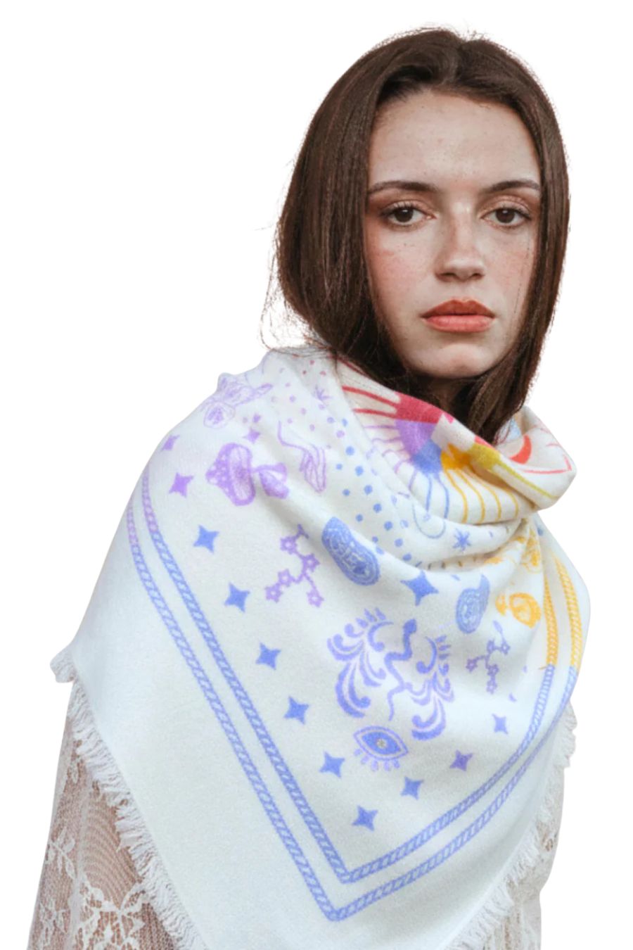 Cosmic Rodeo Bandana Sweater Wrap in Rainbow