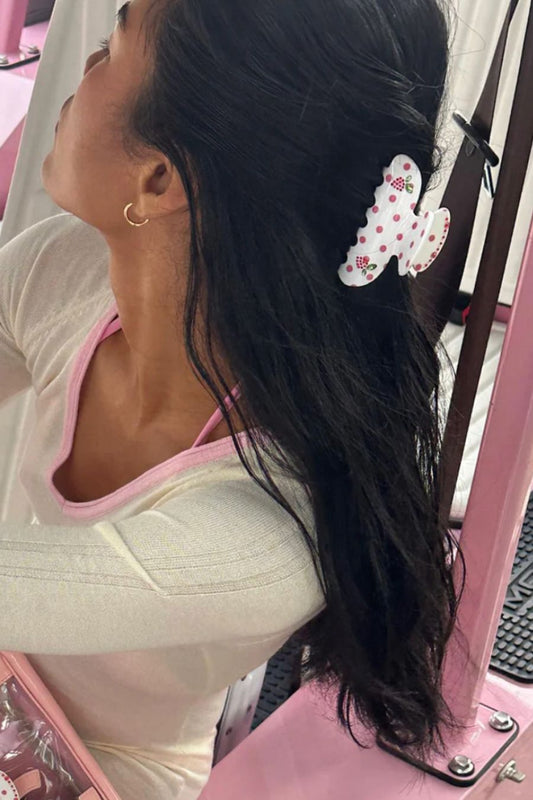 Sweetheart Clip in Coconut Berry Dot