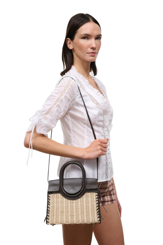 Maude Mini Wicker Carryall in Natural Espresso