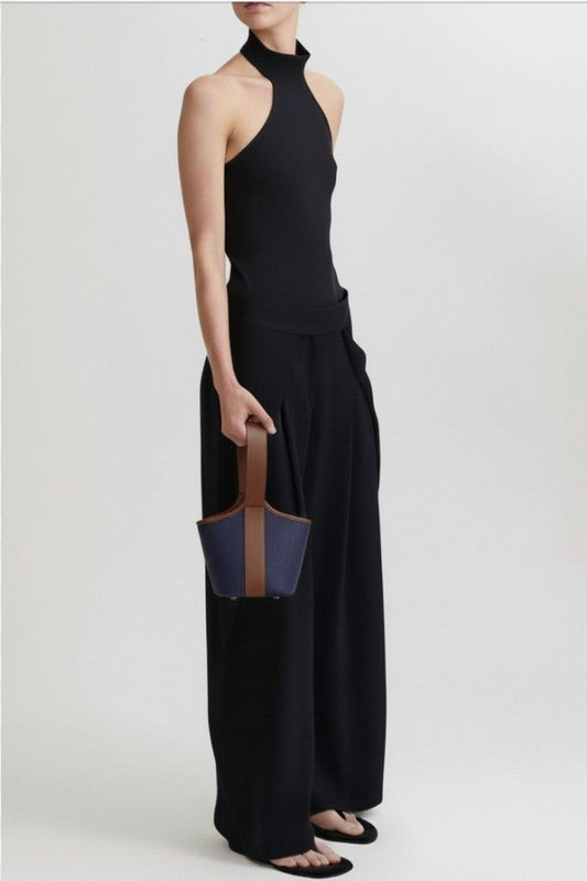 Narita S Verneuil Canvas Navy Mini Sellier Brown
