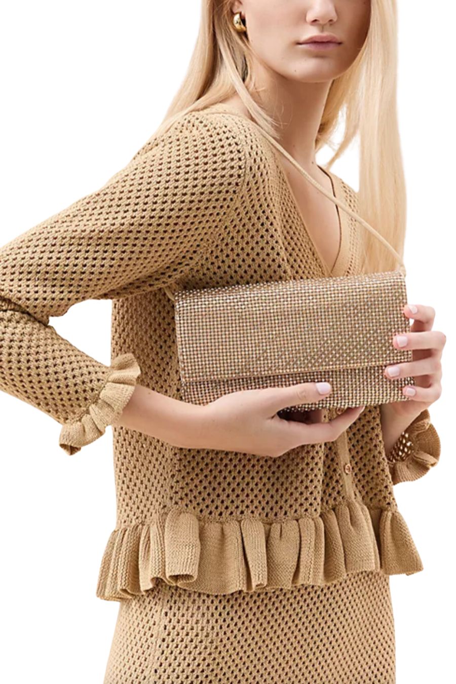 Charlee Flap Clutch in Gold