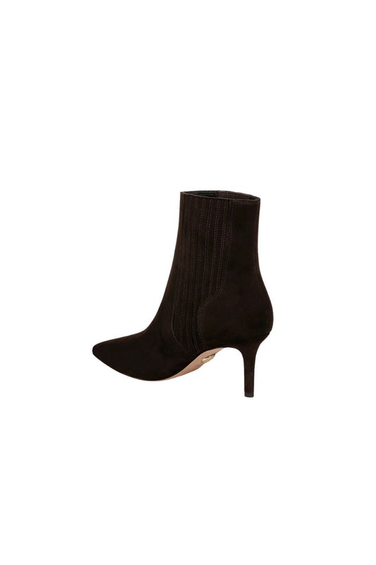 Lisa Suede Mid-Heel Bootie in Espresso