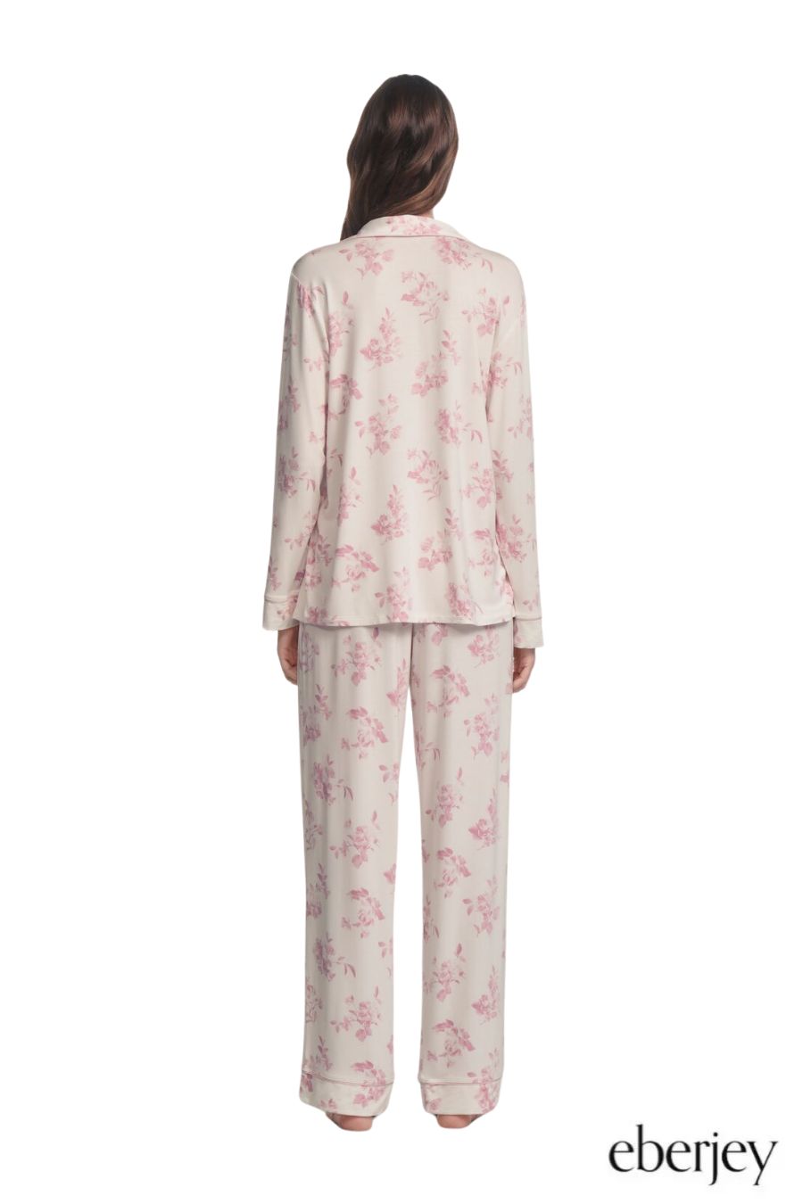 Gisele Printed TENCEL™ Modal Long PJ Set in Rose Garden Pink