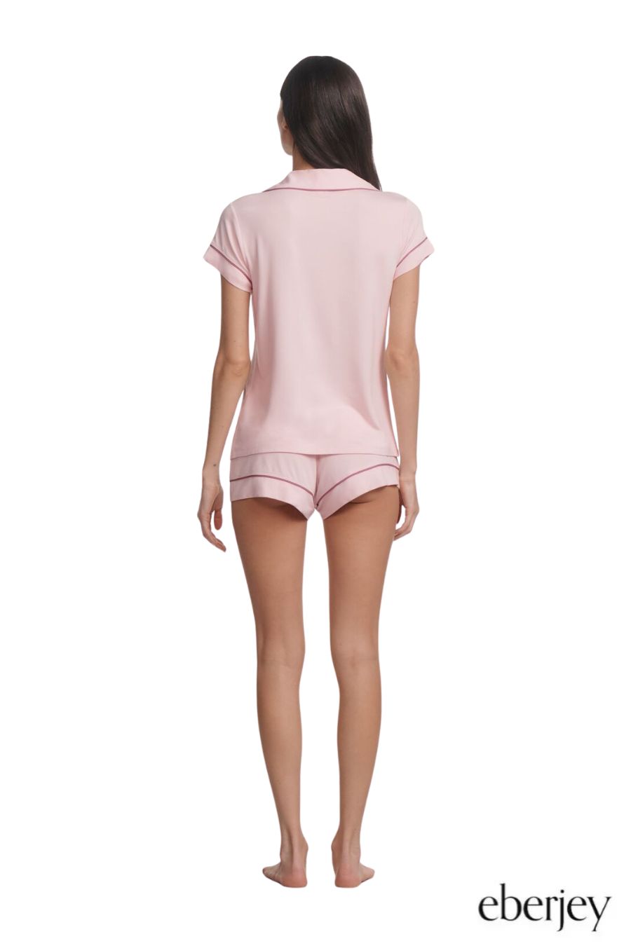 Gisele TENCEL™ Modal Relaxed Short PJ Set in Pale Pink/Fig