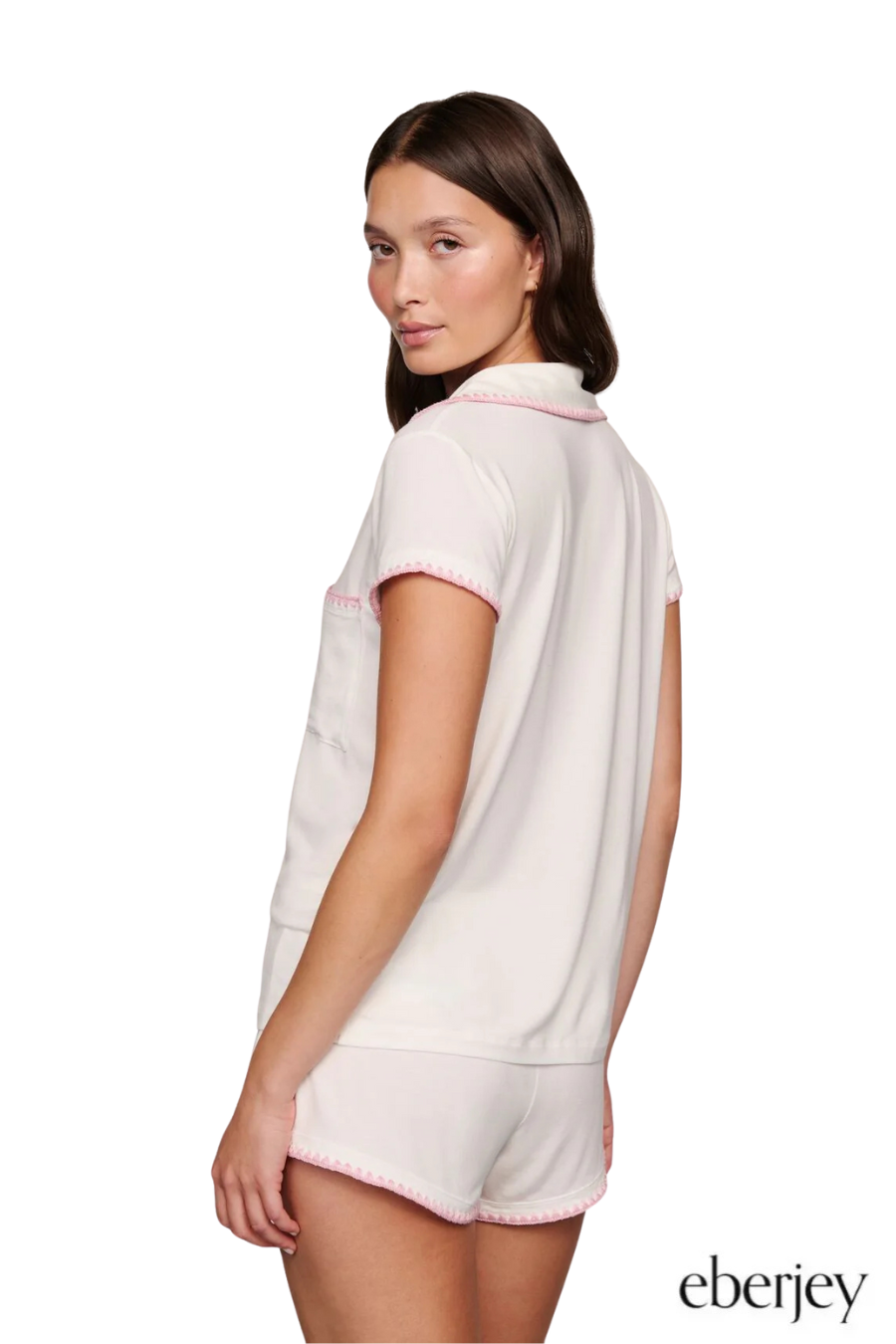 Frida Shortie PJ Set in Ivory/Pink Nectar