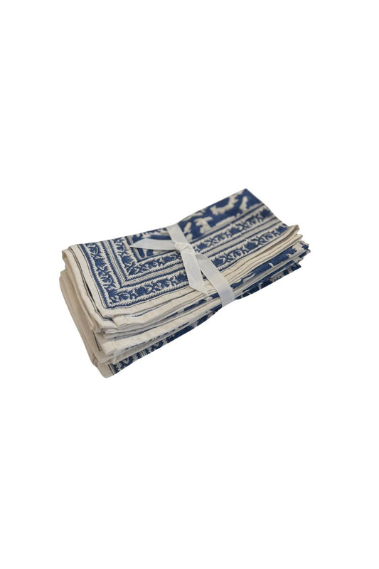 Cobalt Blue Bird Tablecloth Napkin S/4