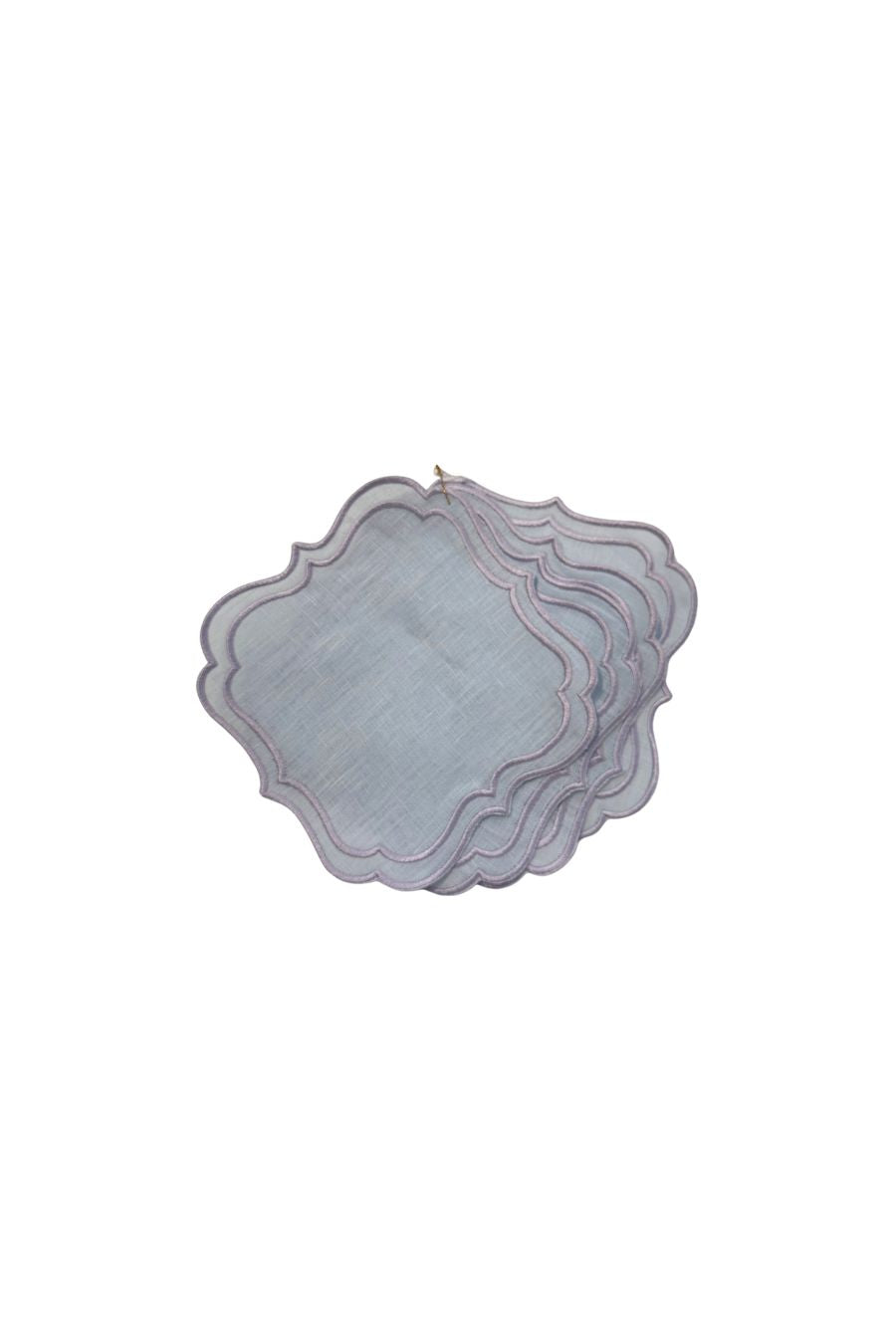 Blue Lavender Gilded Cocktail Napkin S/4