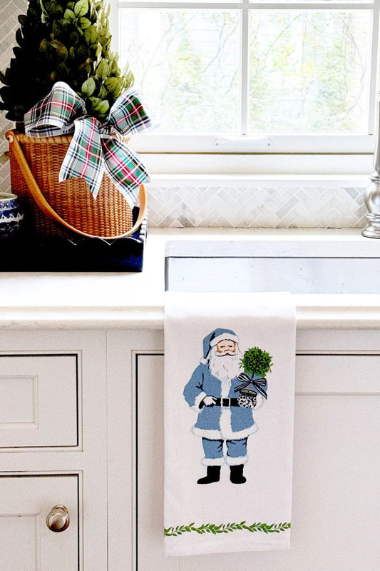 Cotton Tea Towel | Blue Santa Claus