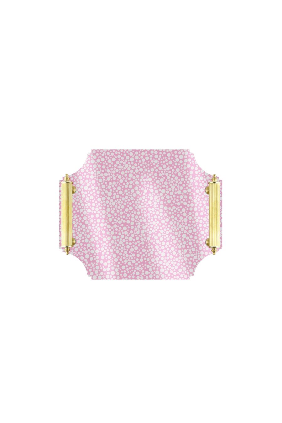 Acrylic Tray in Pink Dot World with Brass Handles