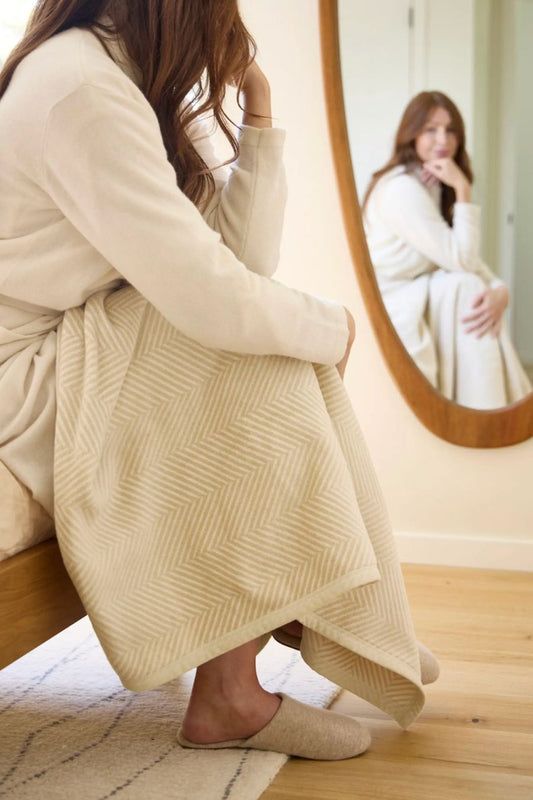 Harborview Herringbone Cream Blanket