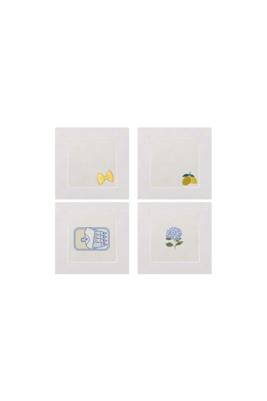 Italian Summer Embroidered Cocktail Napkins S/4