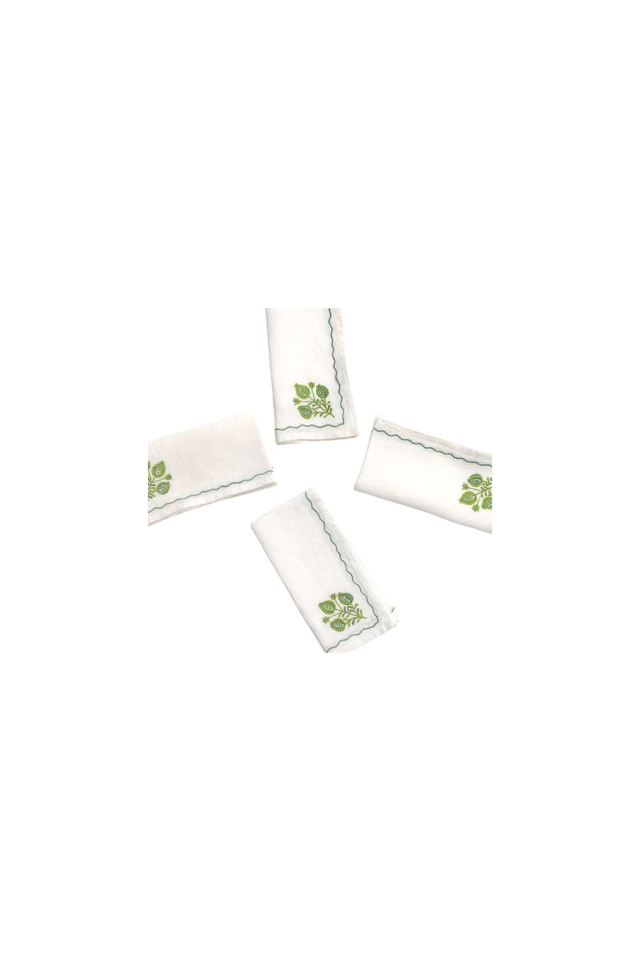 Pomegranate Trio Green Linen Napkin | Set of 4