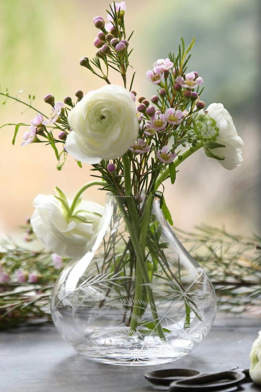 Small Crystal Vase with Fern Design