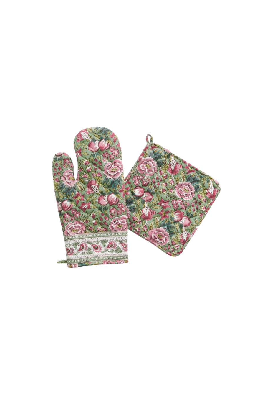 Pomegranate Garden Wine & Rose Oven Mitt Set