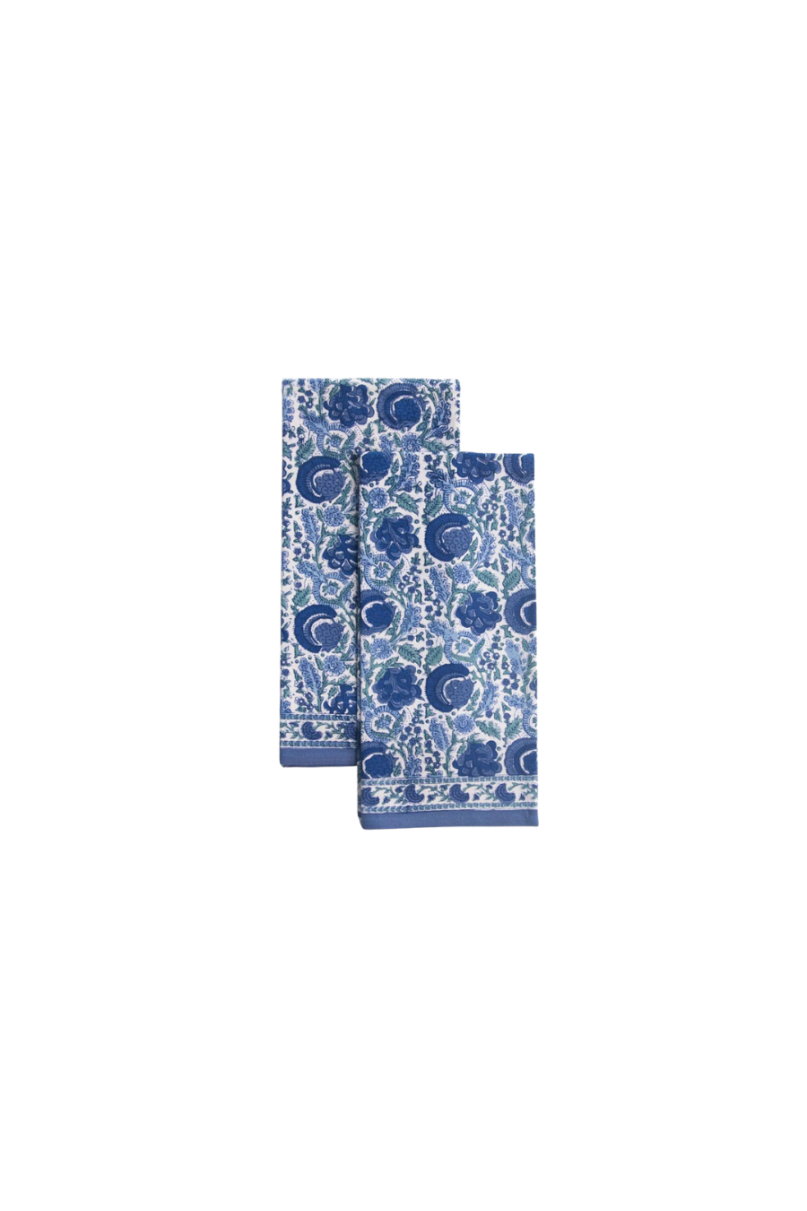 Bohemian Floral Azure Blue & Aqua Tea Towels | Set of 2