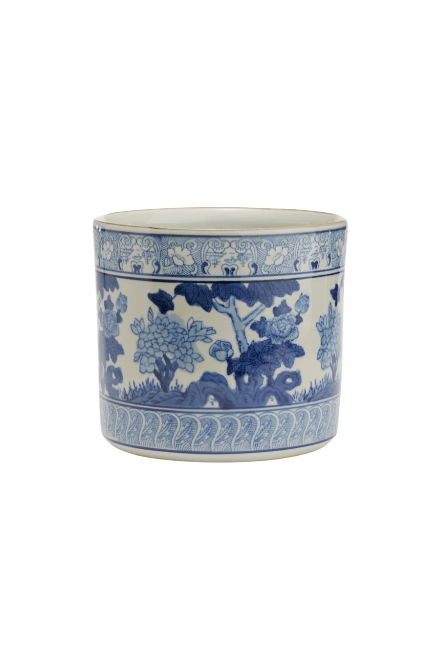 Blue & White Garden Scene Vase/Planter