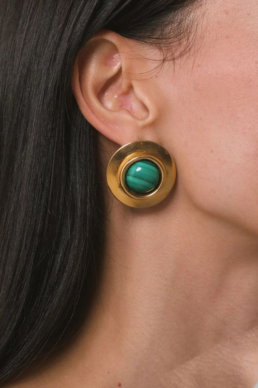 Alva Earrings in Malachite