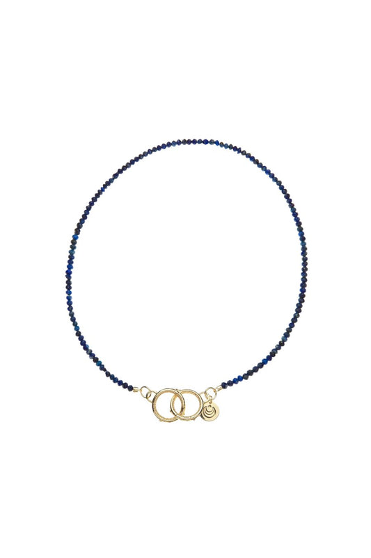 Diamond Cut Lapis Lariat Beaded Necklace
