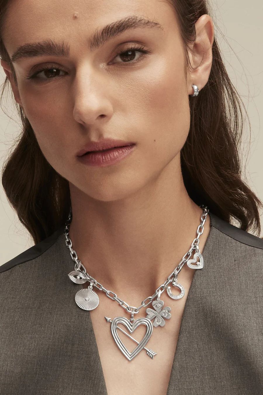 Good Luck Diamond Clover Hinged Charm in Sterling Silver