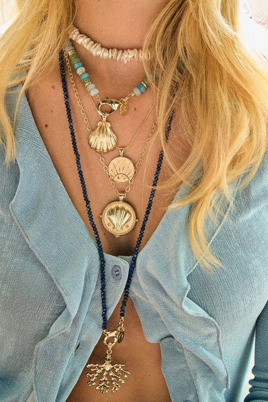 Gumdrop Beaded Necklace in Blue Mist