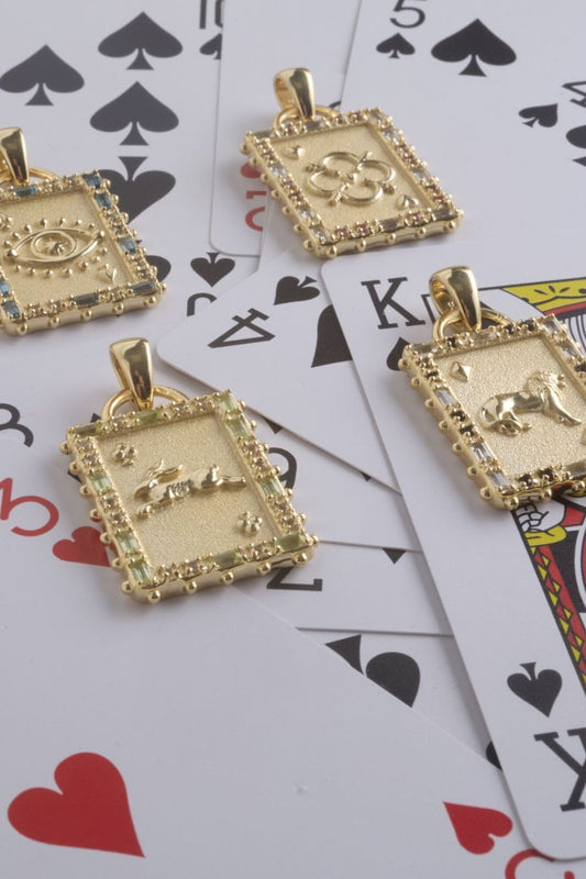 COURAGE Queen of Diamonds Card Necklace