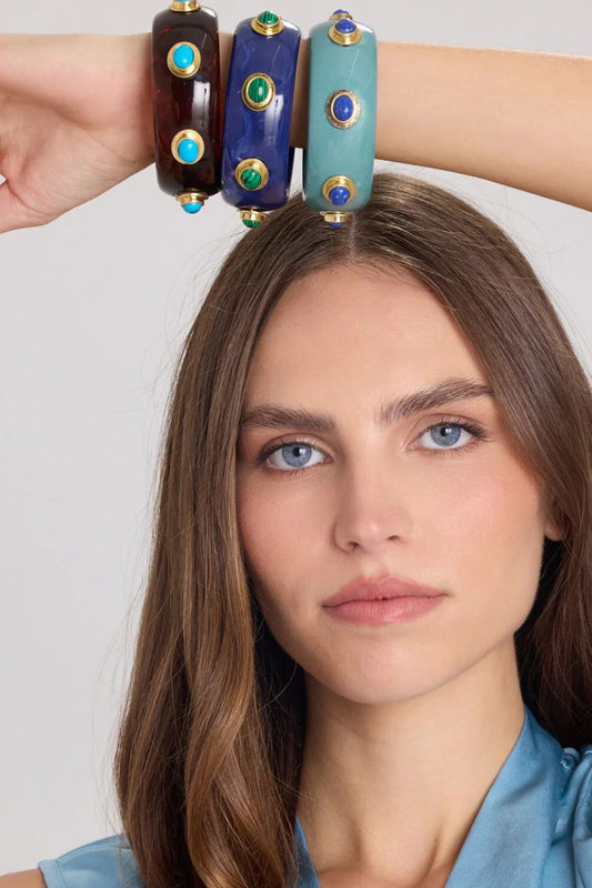 Renee Bangle In Lapis Resin And Malachite Stones