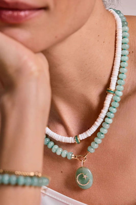 Green Aventurine Rondelle Bead Necklace