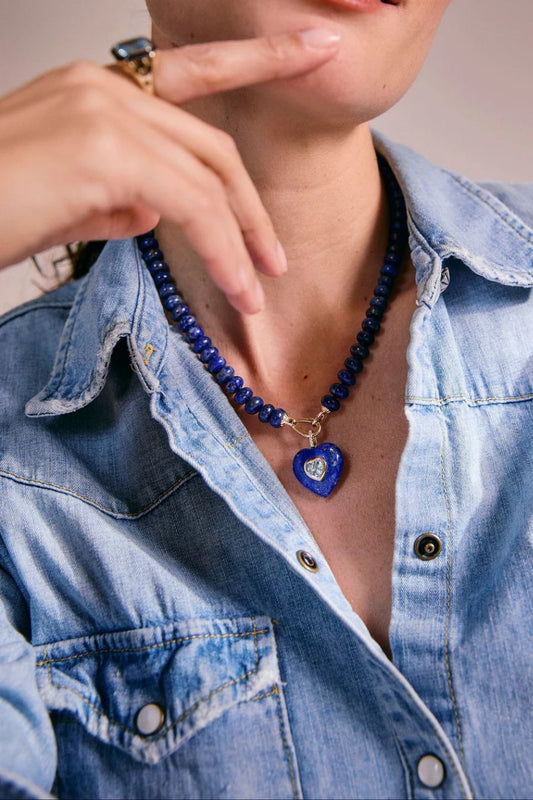 Lapis Lazuli Rondelle Bead Necklace