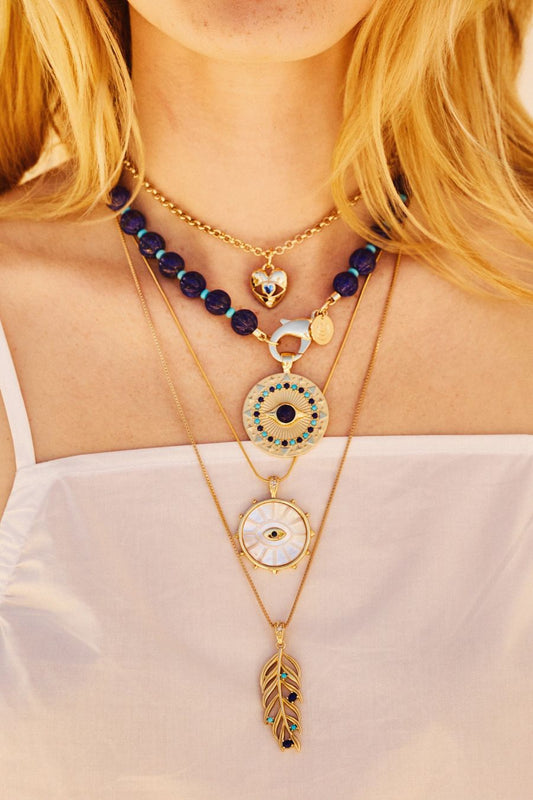 PROTECT Gleaming Eye Pendant Necklace in Celestial Blue