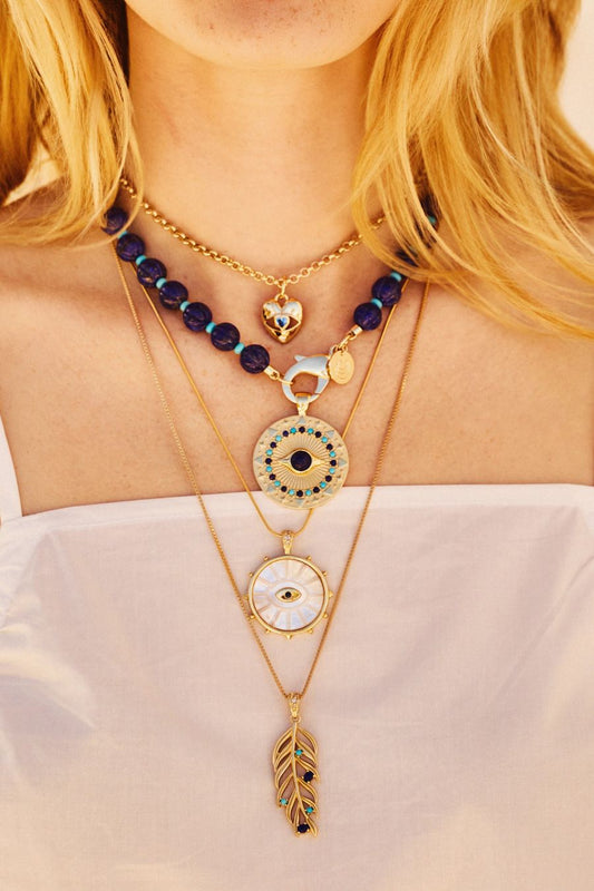 Lapis Pumpkin Bead Necklace