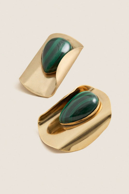 Keziah Earrings in Malachite