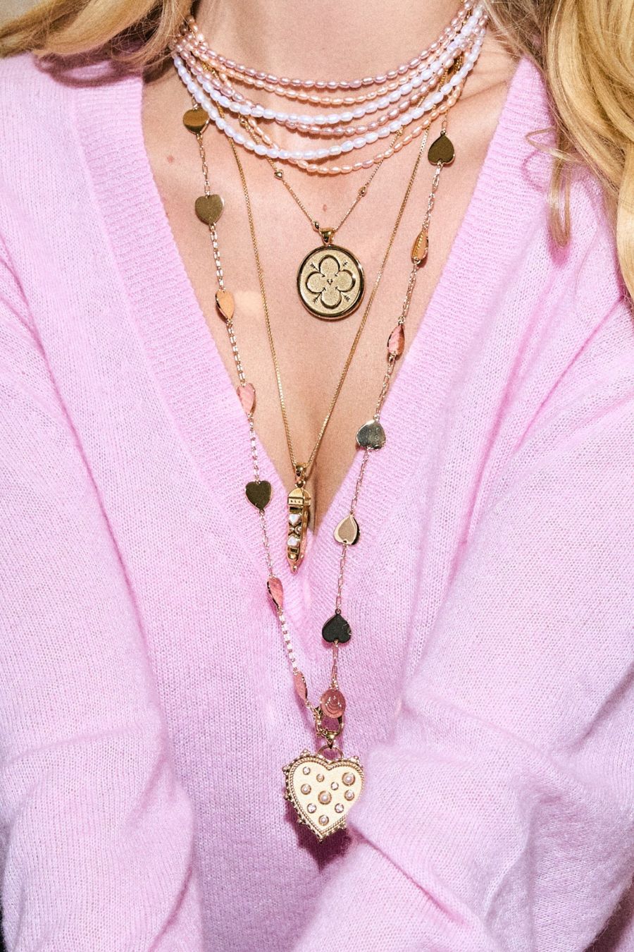 LOVE Pieces of My Heart Double Wrap Chain Necklace