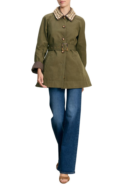 Langham Belted Dickey Coat in Army