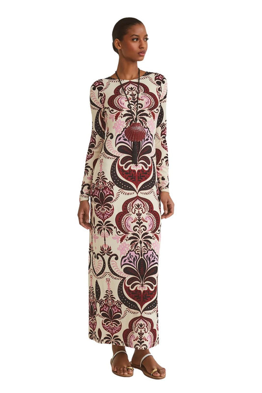 Danae Midi Dress in Palm Pavillion Ivory